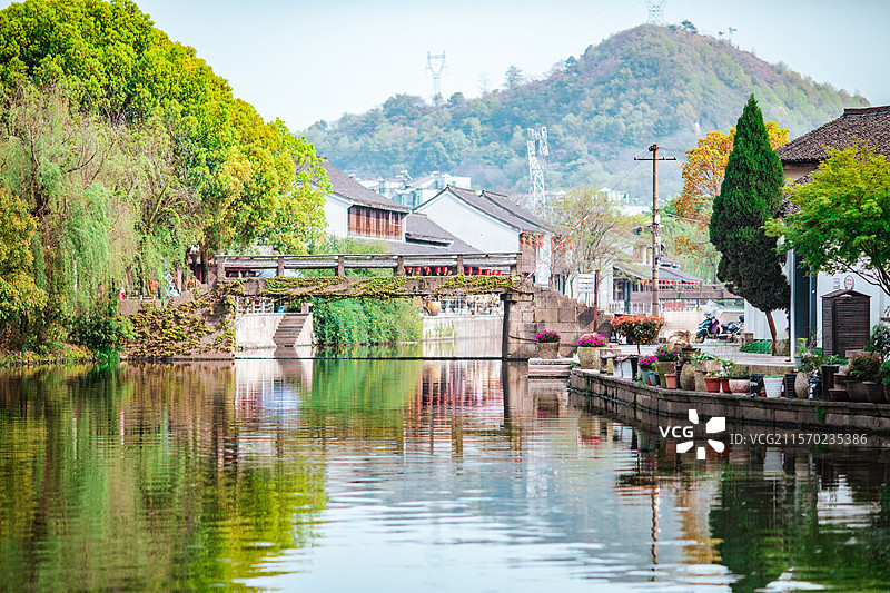 浙江绍兴安昌古镇风景区，江南水乡景观图片素材