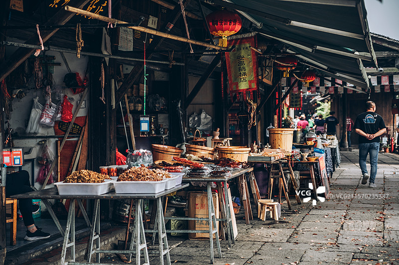 浙江绍兴安昌古镇风景区，江南水乡景观图片素材