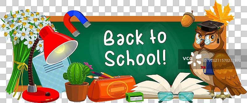 返校季黑板和教育用品图片素材