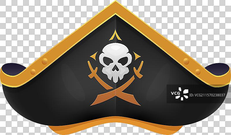 卡通海盗三角帽上装饰着骷髅旗图片素材