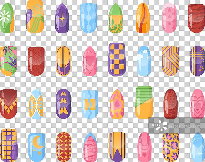 时尚假指甲艺术设计的美甲印刷图片素材