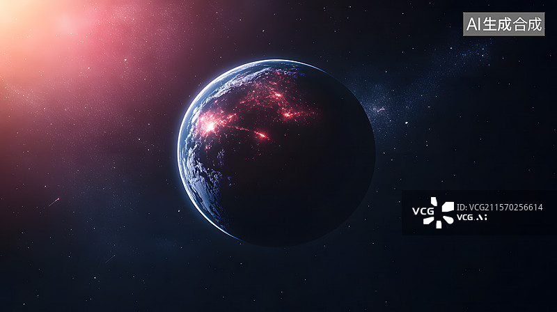 【AI数字艺术】宇宙深处的红色星球图片素材