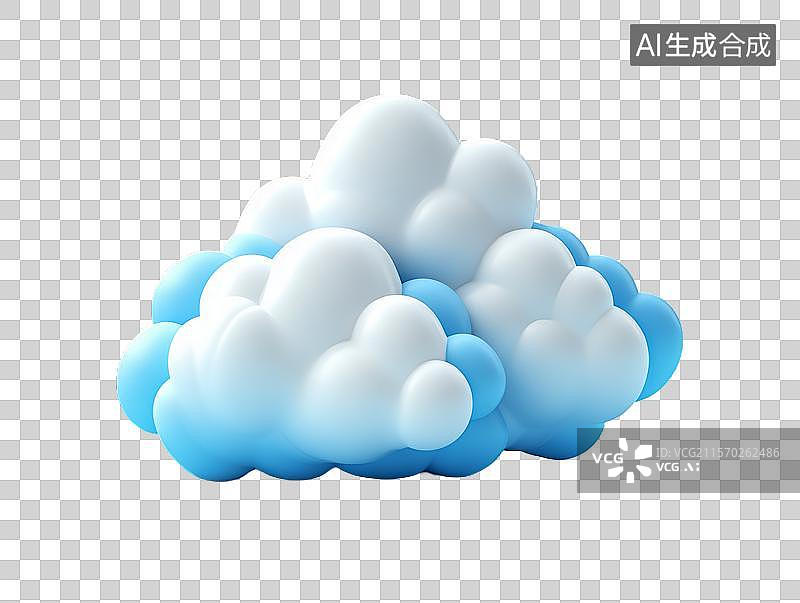 【AI数字艺术】三维渲染的蓝色和白色云朵图片素材