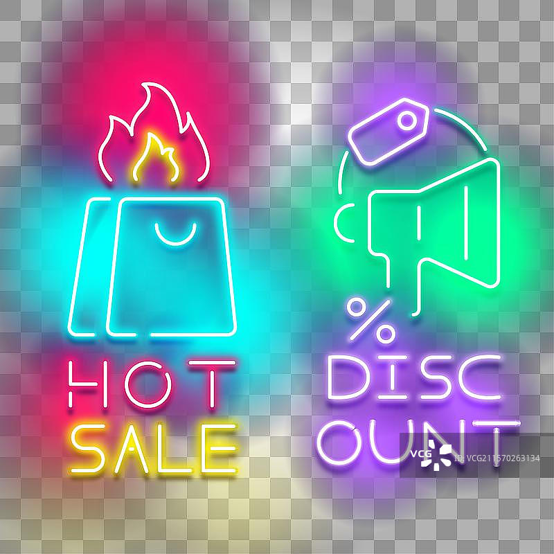 霓虹折扣促销标志图片素材