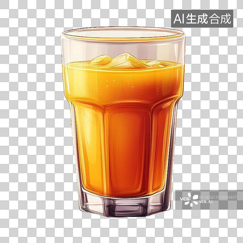 【AI数字艺术】一杯加冰的橙色饮料图片素材