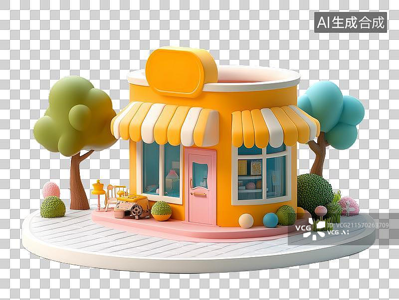 【AI数字艺术】卡通风格的商店模型图片素材