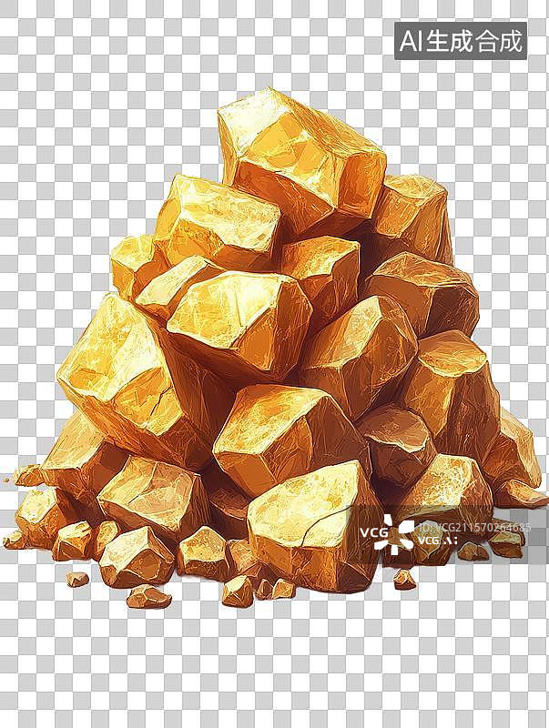 【AI数字艺术】一堆金色的矿石图片素材