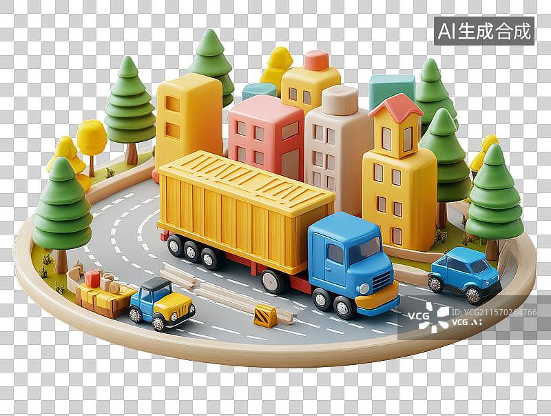 【AI数字艺术】玩具城市交通场景图片素材