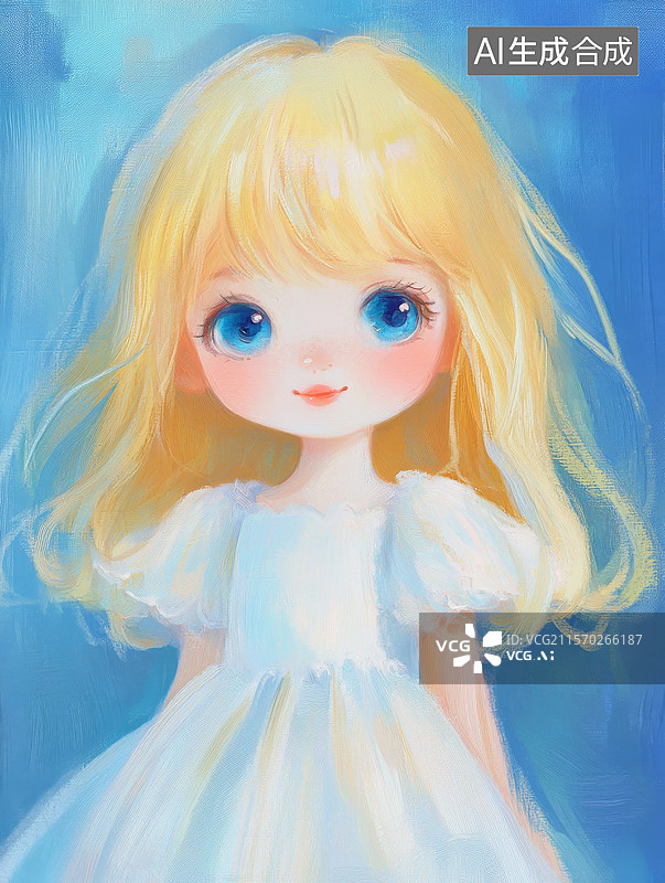 【AI数字艺术】毛绒玩偶3d风格的小女孩图片素材