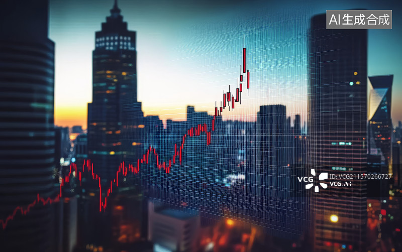 【AI数字艺术】科幻光影城市金融中心背景图图片素材