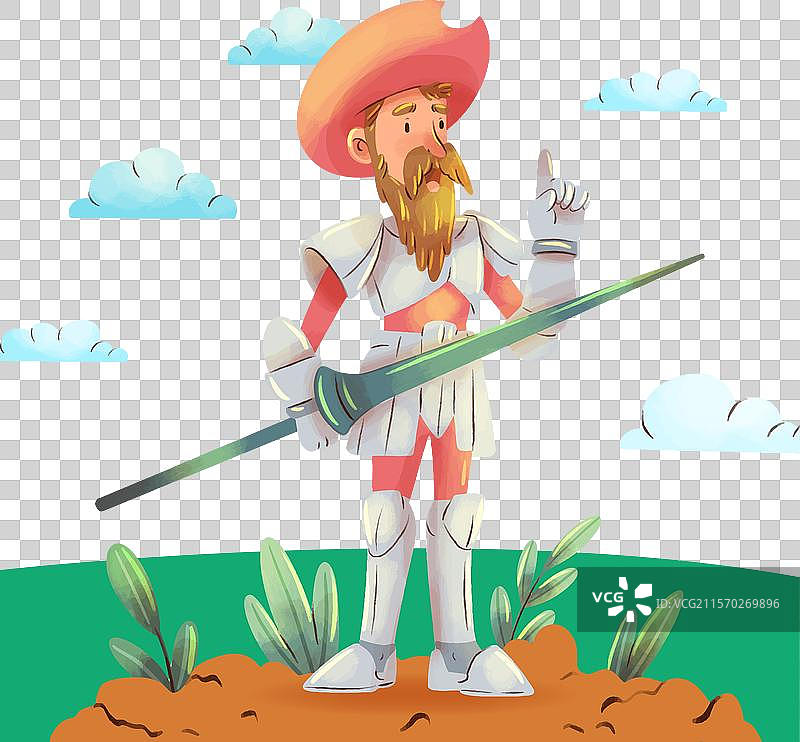 水彩画中的堂吉诃德图片素材