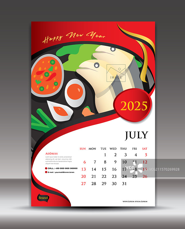 2025年日历模板食品概念图片素材