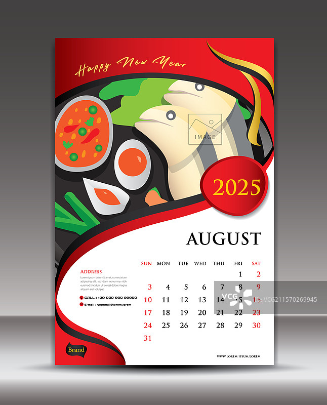 2025年日历模板食品概念图片素材