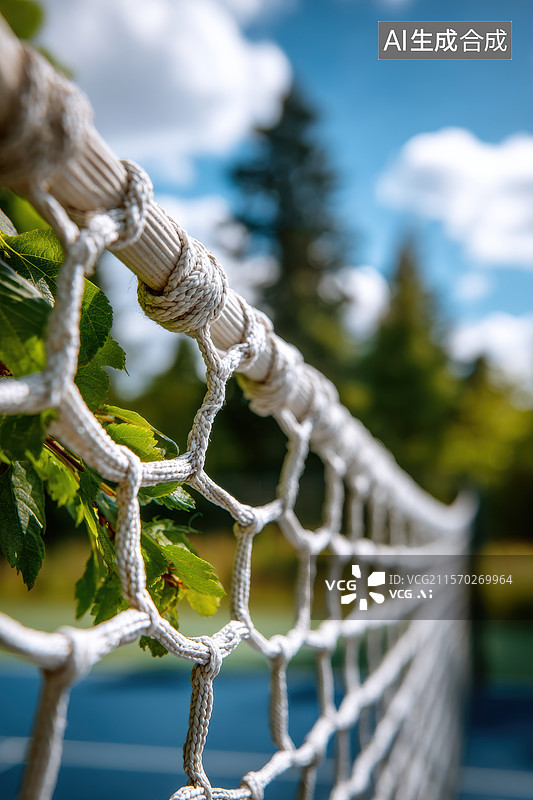 【AI数字艺术】网球场上的白色网绳图片素材