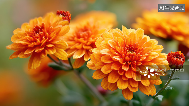 【AI数字艺术】盛开的橙色菊花图片素材