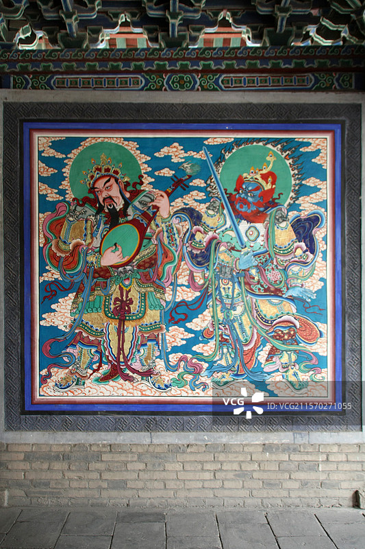 甘肃张掖西夏大佛寺木雕佛像天王菩萨龙虎壁画图片素材