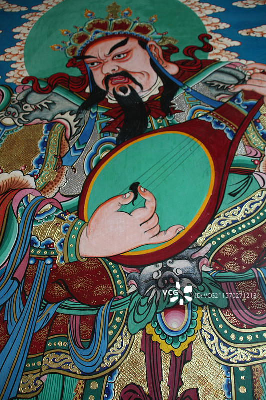 甘肃张掖西夏大佛寺木雕佛像天王菩萨龙虎壁画图片素材