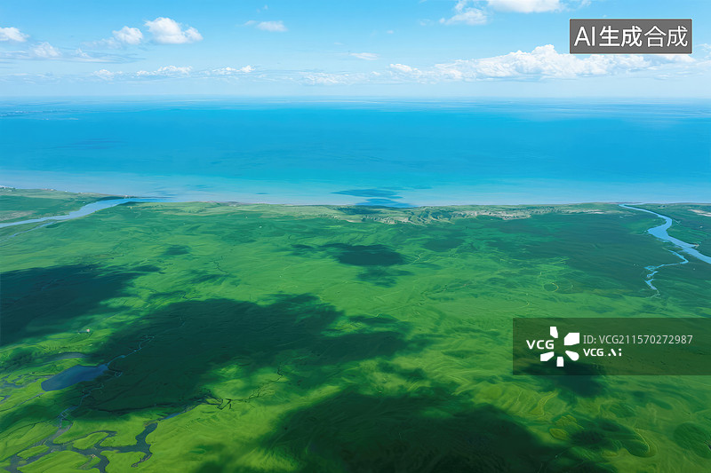 【AI数字艺术】海岸红树林生态系统全景图片素材