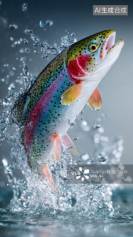 【AI数字艺术】一条鲜活的虹鳟鱼图片素材