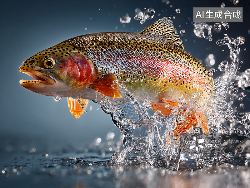 【AI数字艺术】一条鲜活的虹鳟鱼图片素材