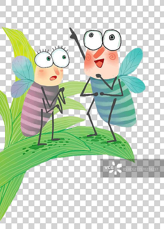 免抠元素 PNG动物插画 站在叶子上的苍蝇图片素材