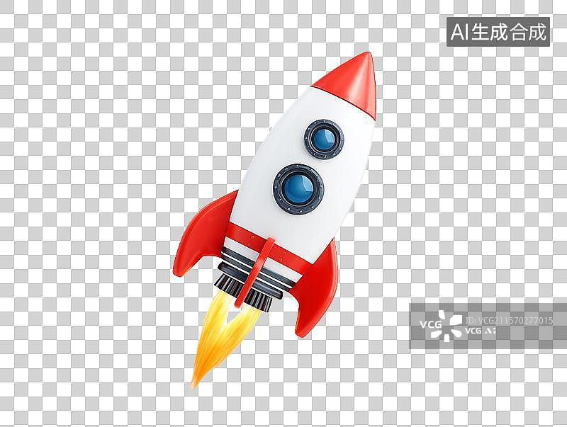 【AI数字艺术】【免抠png素材】白底背景上一支火箭飞图片素材