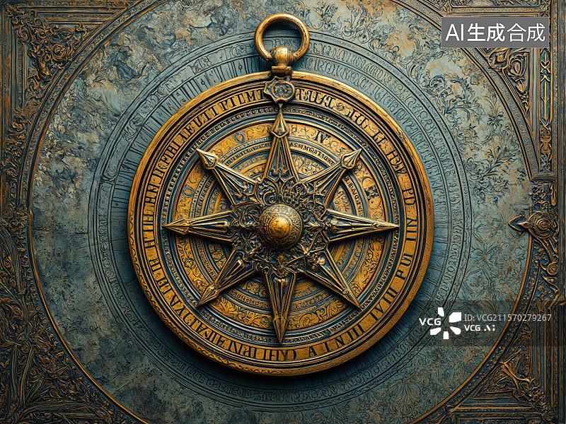 【AI数字艺术】古老罗盘的神秘魅力图片素材