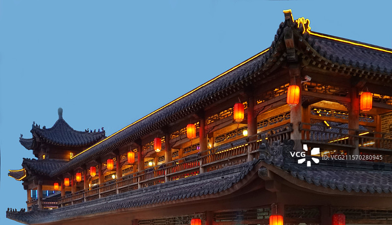 潍坊奎文 - 奎文阁 夜 外景分享图片素材