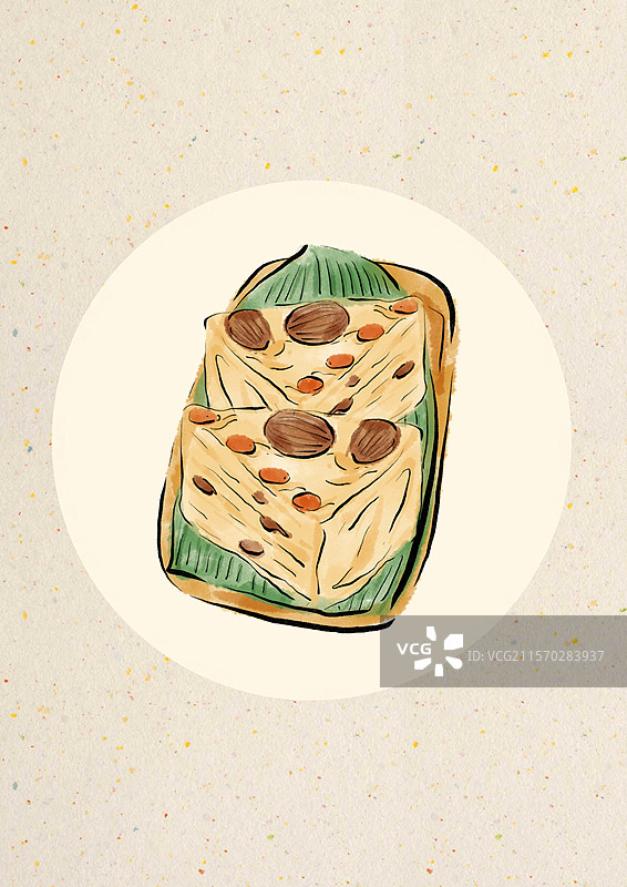 水墨风清明美食插画-子推饼图片素材