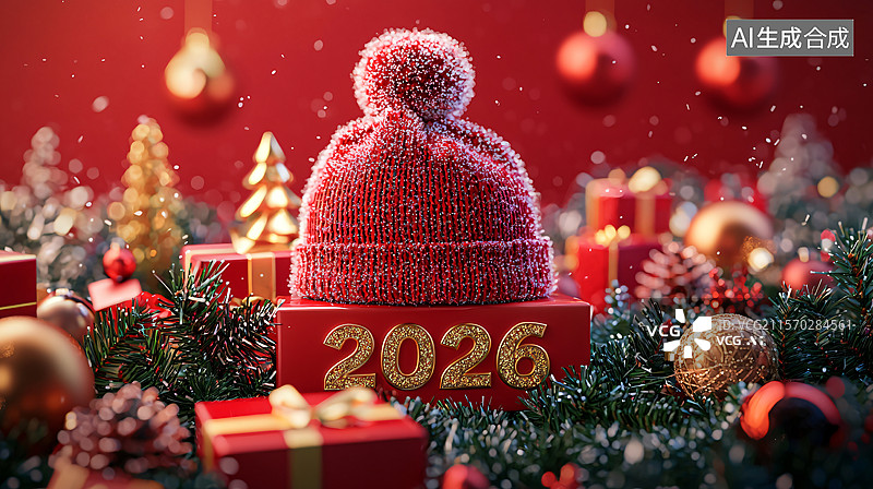 【AI数字艺术】2026 圣诞红色主题布置图片素材