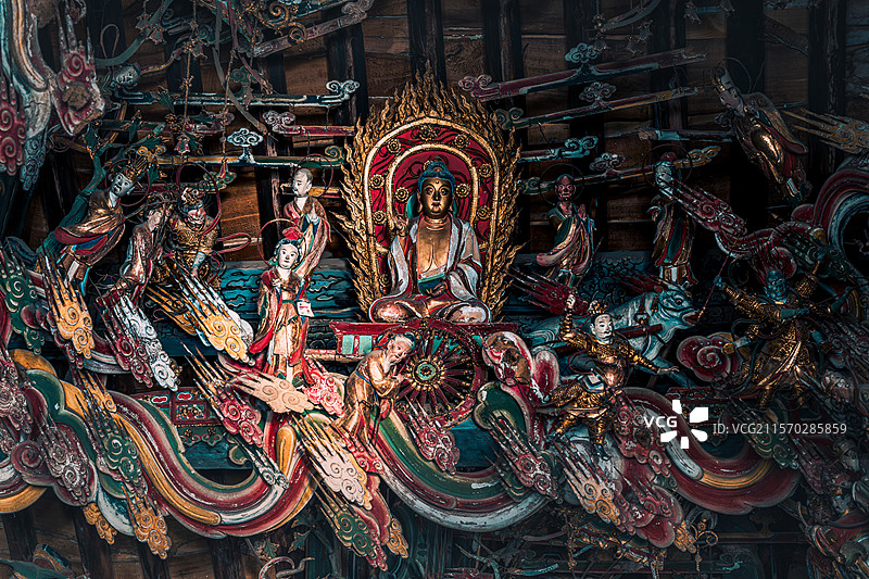 山西长治观音堂悬塑图片素材