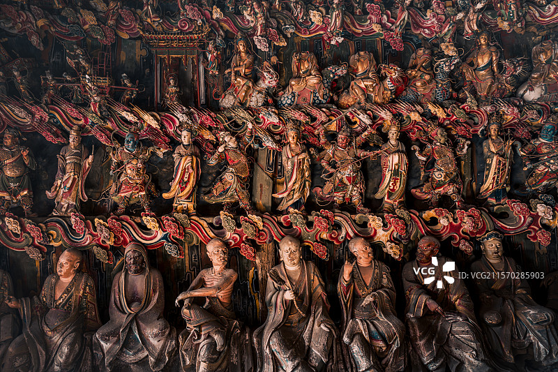 山西长治观音堂悬塑图片素材