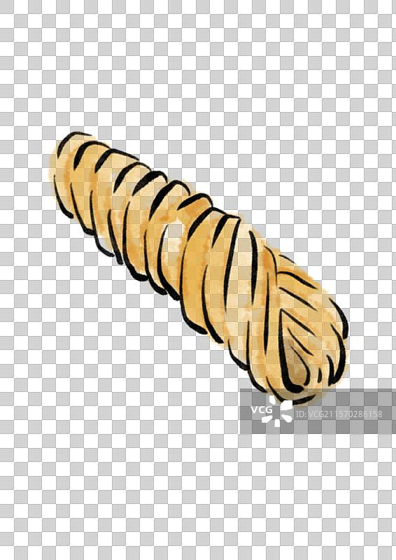 国潮风清明节美食插画元素-馓子图片素材