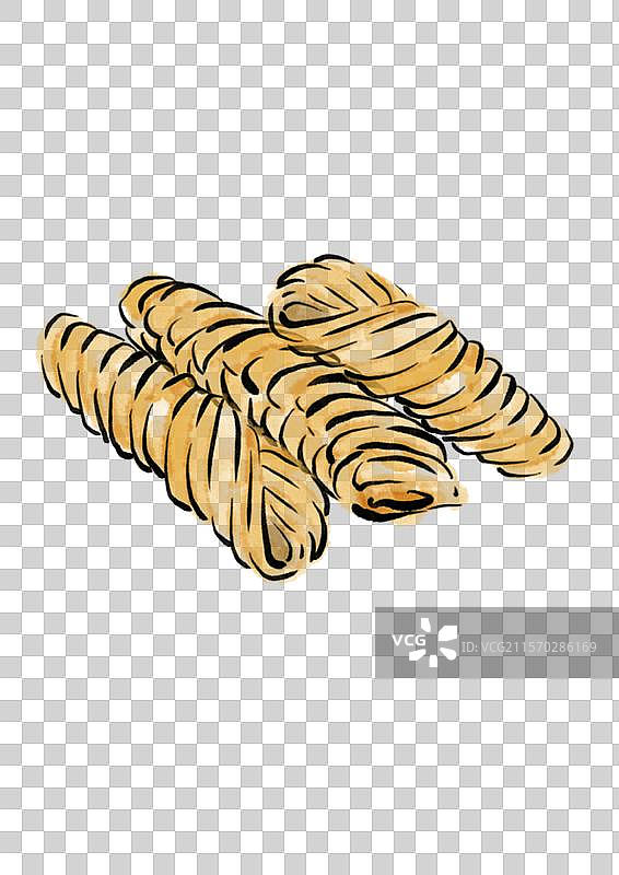 国潮风清明节美食插画元素-馓子图片素材