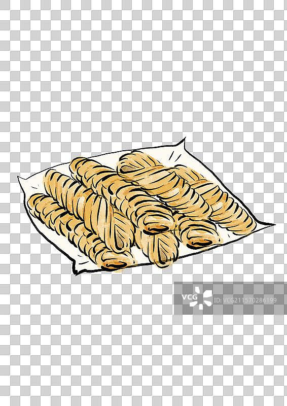 国潮风清明节美食插画元素-馓子图片素材