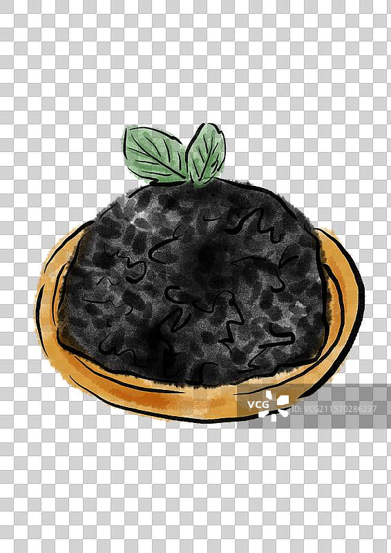 国潮风清明节美食插画元素-青精饭图片素材