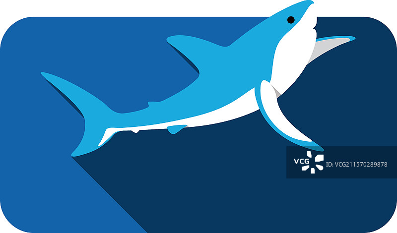 大白鲨跳跃平面图标设计图片素材