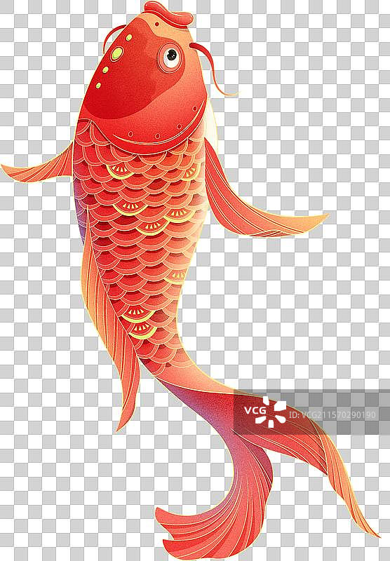 国潮风卡通红色锦鲤免抠元素图片素材