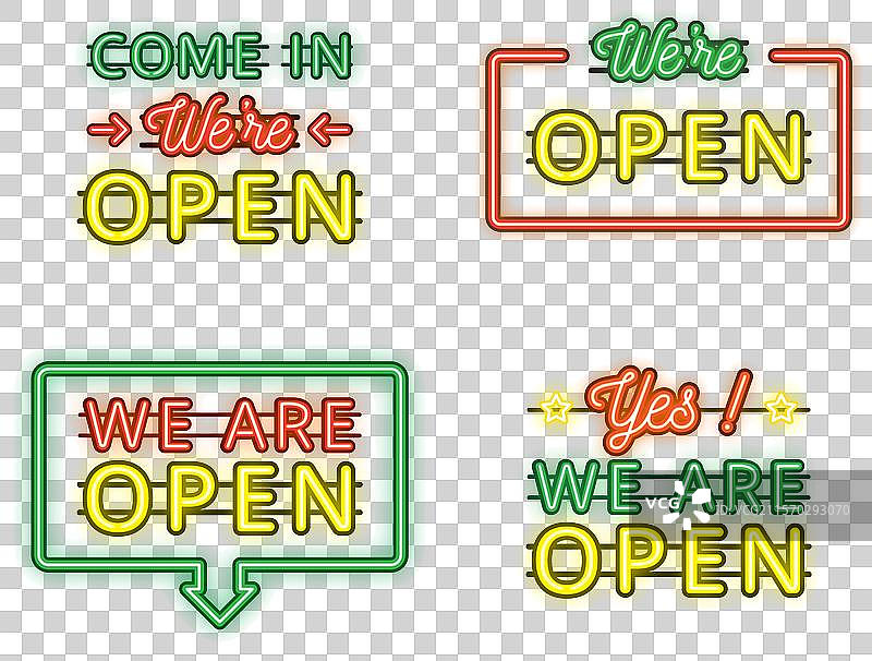 我们开放的霓虹灯标志系列图片素材