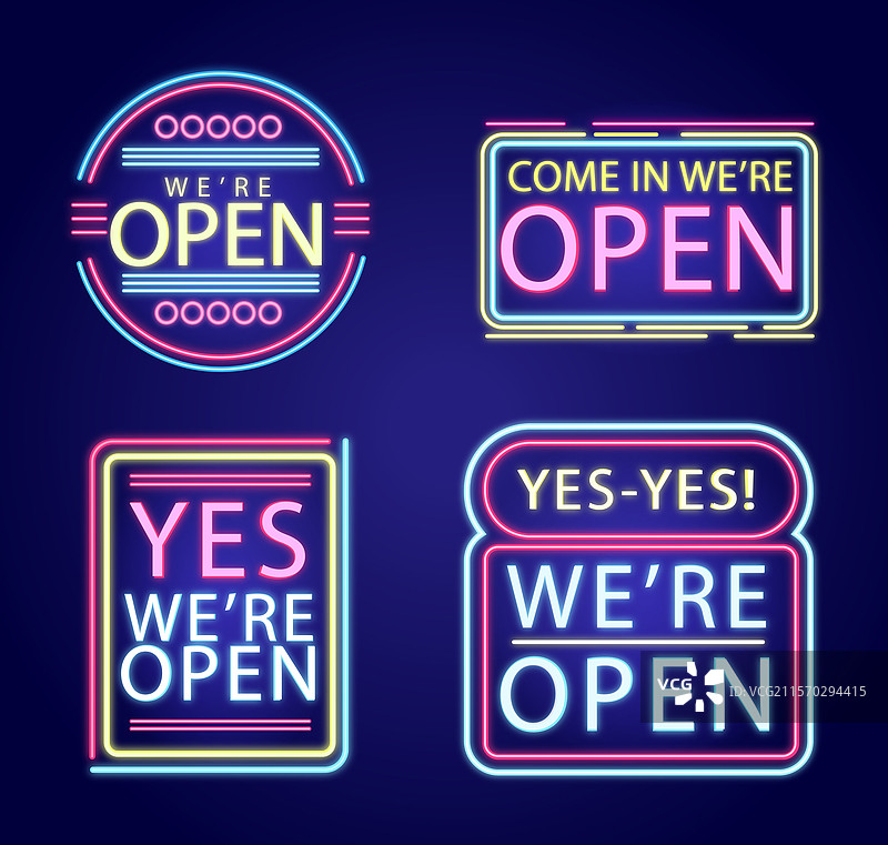 我们开放的霓虹灯标志系列图片素材