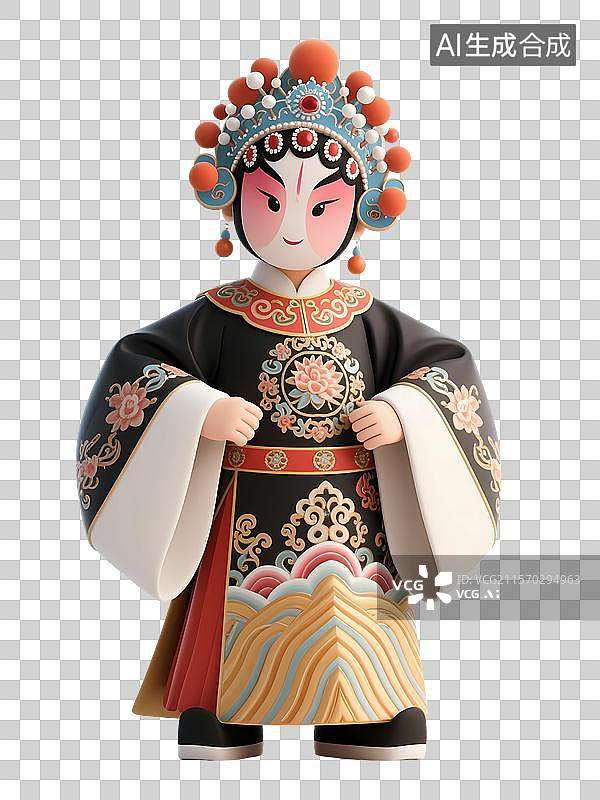 【AI数字艺术】穿着精美戏服的京剧演员人物形象插画图片素材
