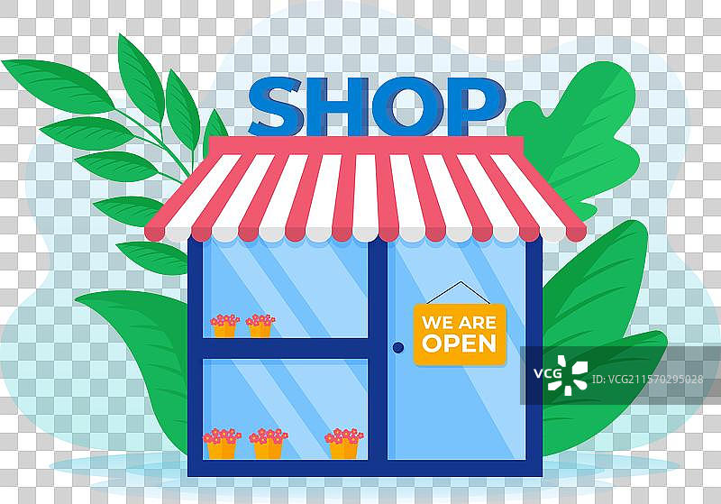 商店的招牌显示营业中图片素材