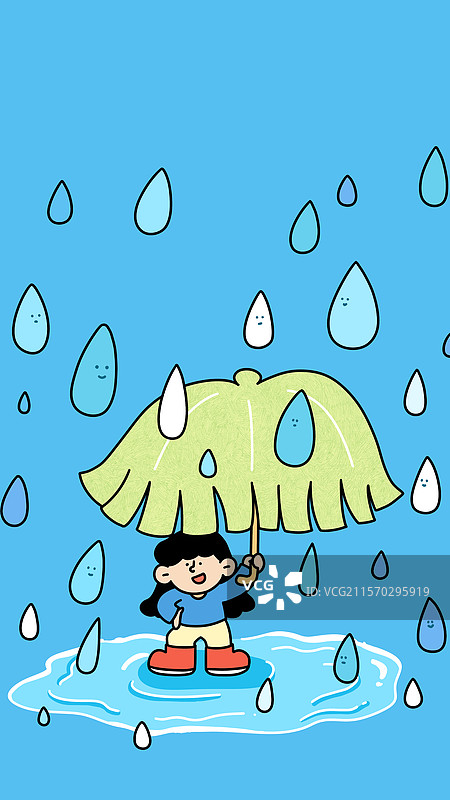 拿着雨伞玩的小女孩手机壁纸图片素材