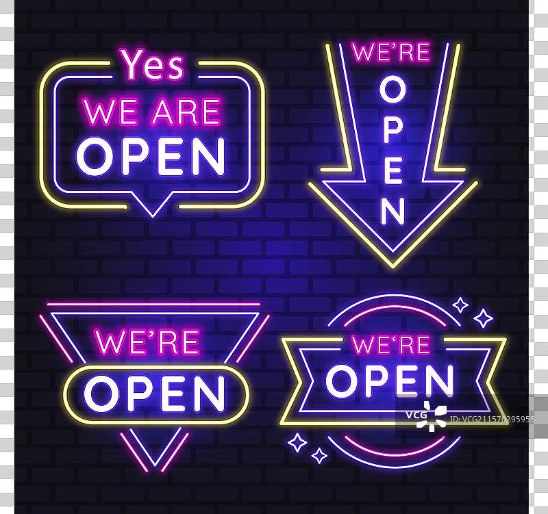 我们开放的霓虹灯标志系列图片素材