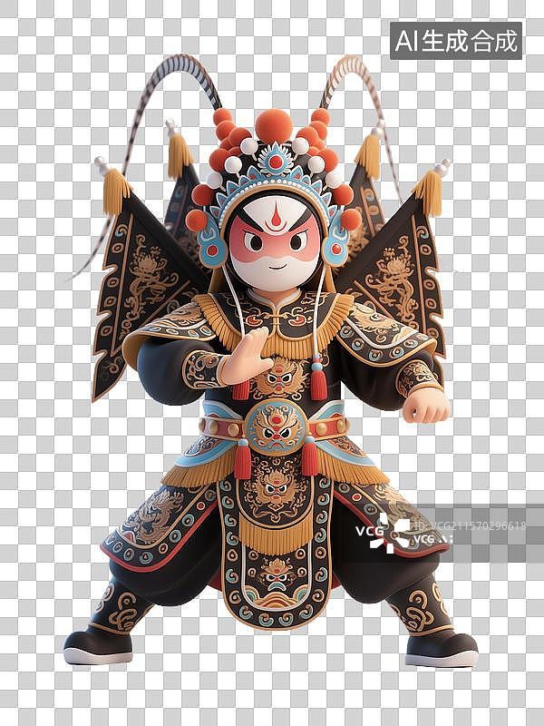 【AI数字艺术】穿着精美戏服的京剧武净人物形象插画图片素材