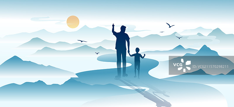 父爱如山父亲节矢量插画图片素材