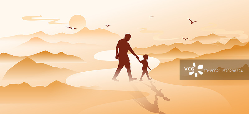 父爱如山父亲节矢量插画图片素材