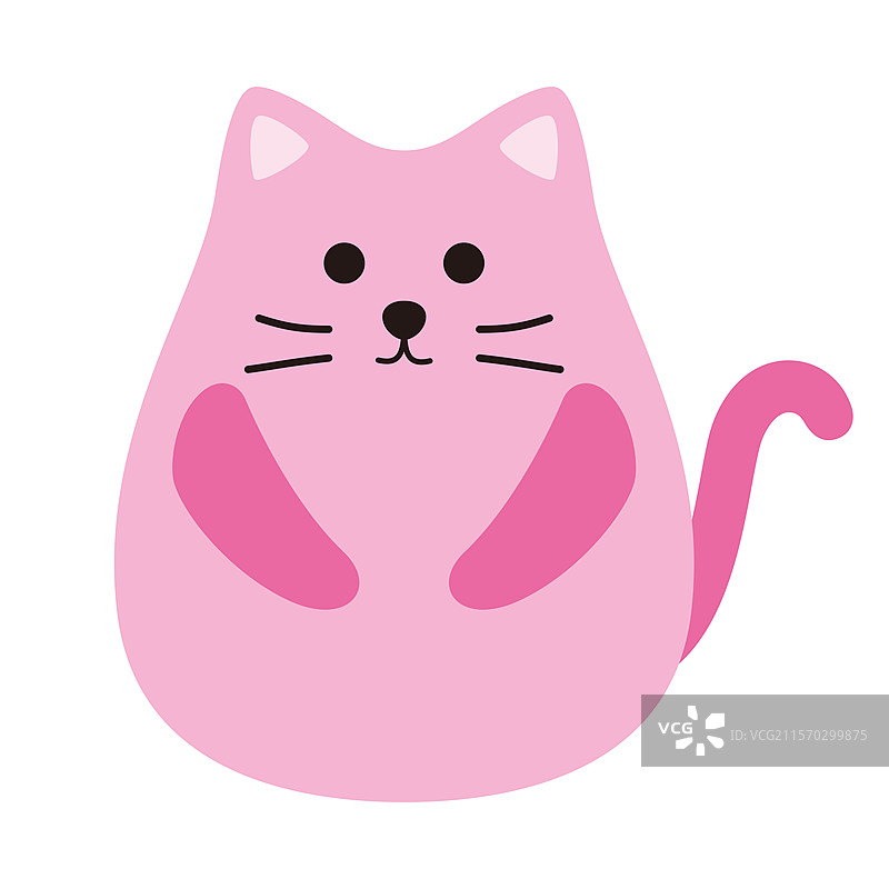 可爱的猫脸和身体平面设计, 矢量图片素材