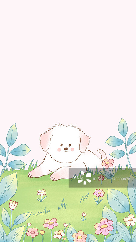 草地上的可爱小狗图片素材