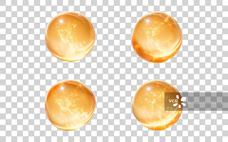 金色透明气泡元素三维渲染图片素材